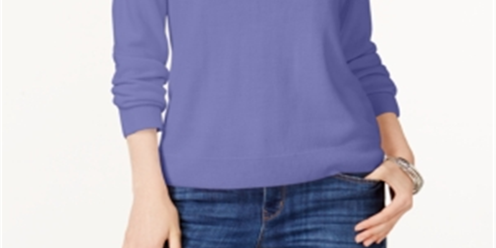 Karen Scott Women's Zip Back Mock Neck Sweater Purple Size Small