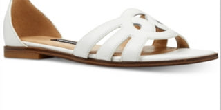 Nine West Women's Genna Leather Open Toe Casual Ankle Strap Sandals White Size 9 M