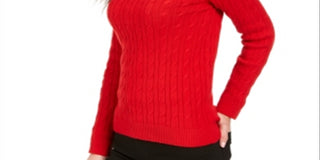 Charter Club Women's Cable Knit Turtleneck Sweater Red Size Petite XL