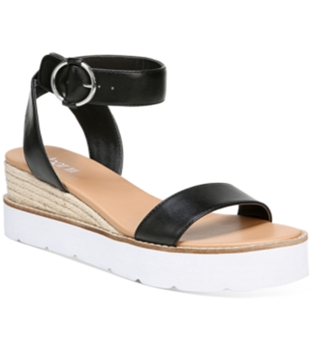 Bar III Women's Dessip Faux Leather Heel Sandals Black Size 6.5 Medium