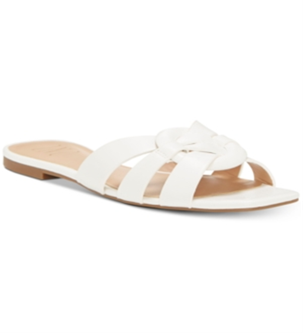 INC International Concepts Women's Gargi Knot Front Slide Sandals White Size 9 M