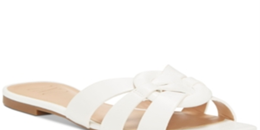 INC International Concepts Women's Gargi Knot Front Slide Sandals White Size 9 M