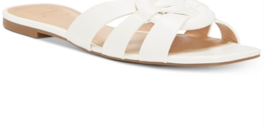 INC International Concepts Women's Gargi Knot Front Slide Sandals White Size 9 M