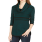 Style & Co Women's Cowl Neck Printed Sweater Green Size  XX-Large