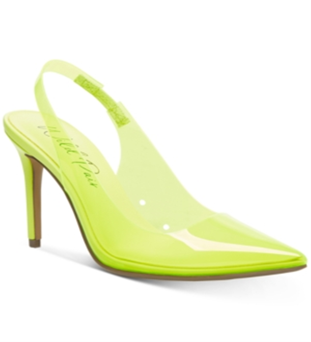 Wild Pair Women's Clear Cushioned Darci Pointed Toe Stiletto Slip on Dress Sling Back Shoes Green Size 6