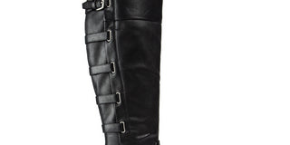 Baretraps Women's Cushioned Buckle Accent Strappy Gyllian Round Toe Block Heel Zip up Boots Black Size 9.5 M