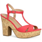 Sun Stone Women's Coral 1 Platform Cushioned Strappy T-Strap Slip Resistant Jamie Block Heel Buckle Espadrille Shoes Orange Size 7.5 M