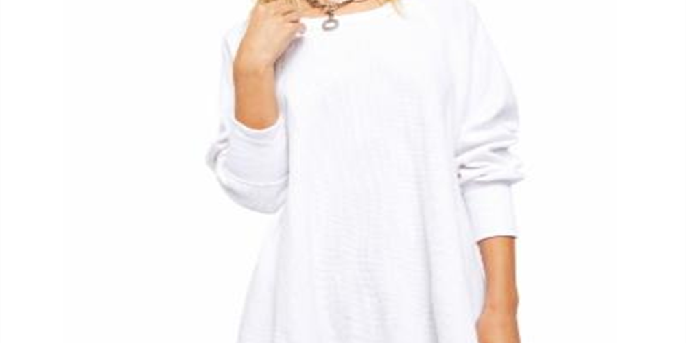 Free People Women's Amelia Cotton Waffle Knit Thermal Top White Size Medium