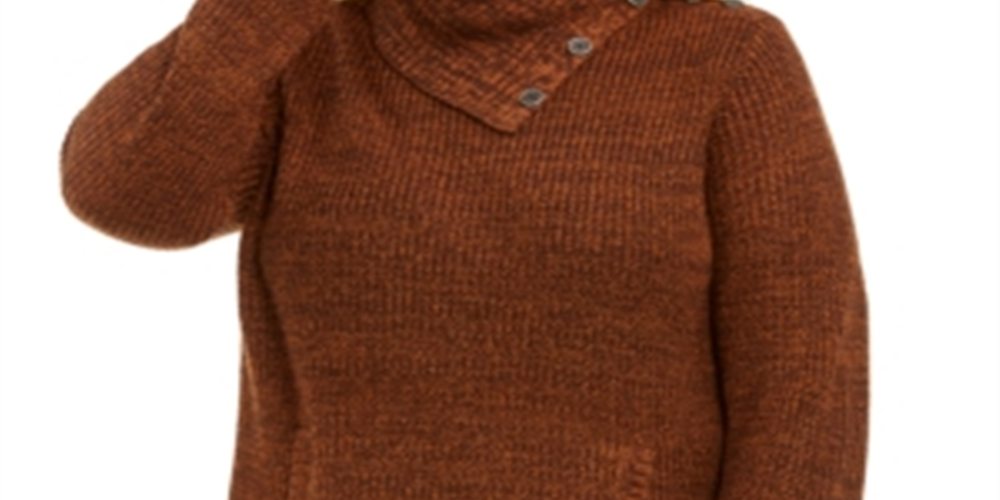 Style & Co Women's Plus Button Trim Sweater Brown Size 0X