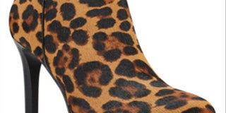 Nine West Women's Querida Animal Print Almond Toe Booties Brown Size 6.5 M
