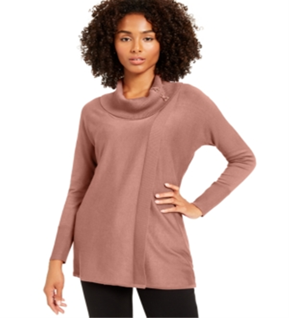 JM Collection Women's Sweater Mauve Large Rib Knit Pullover Pink Size Large