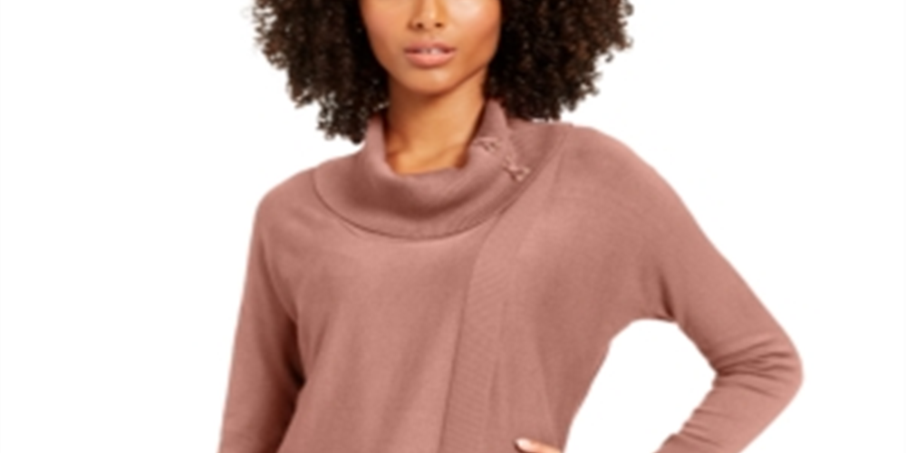 JM Collection Women's Sweater Mauve Large Rib Knit Pullover Pink Size Large