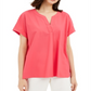 Alfani Women's V Neck Solid Blouse Pink Size XS