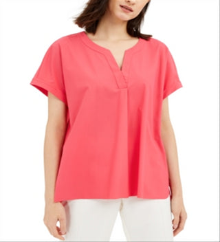 Alfani Women's V Neck Solid Blouse Pink Size XS