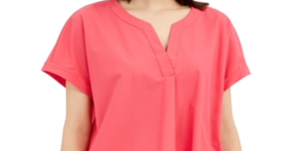 Alfani Women's V Neck Solid Blouse Pink Size XS