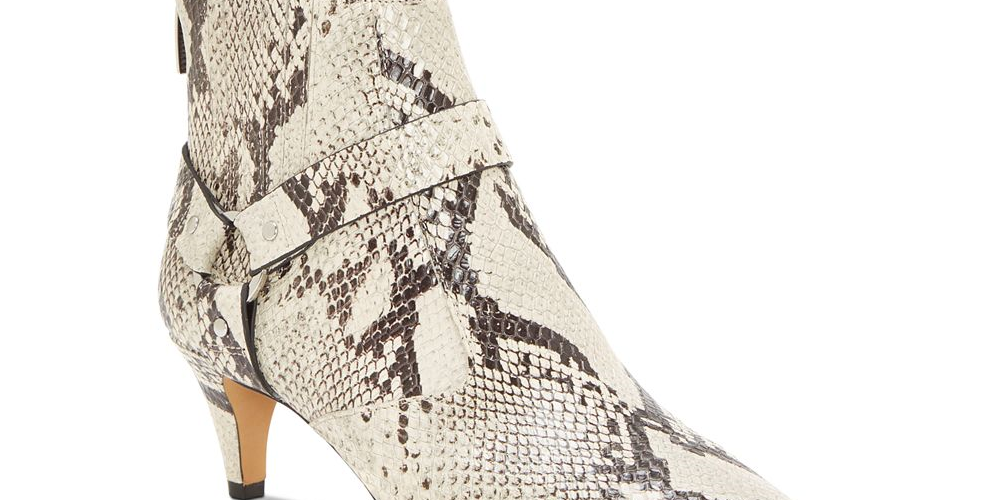 Vince Camuto Women's Leather Snake PrintMerrie Ankle Boots Beige Size 5 1/2