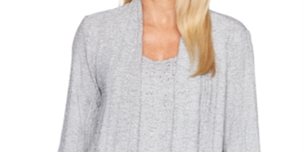Alfred Dunner Women's Sapphire Skies Layered Look Top Gray Size Petite X-Large