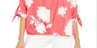 Alfani Women's Petite Roll Front Blouse Pink Size Petite XL