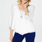 JM Collection Women's Asymmetrical Necklace Blouse White Size Small
