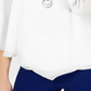 JM Collection Women's Asymmetrical Necklace Blouse White Size Small