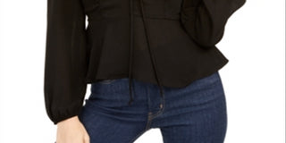 Cinch Women's Peplum Cinched Top Black Size Medium