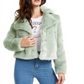 Guess Women's Minted Faux Fur Coat Green Size XL