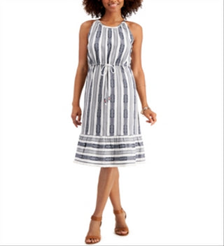 Style & Co Women's Striped Jacquard Midi Dress Moonlight Strip  Size X-Large