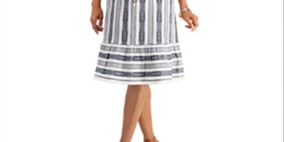 Style & Co Women's Striped Jacquard Midi Dress Moonlight Strip  Size X-Large