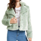 Guess Women's Minted Faux Fur Coat Green Size -M