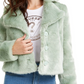 Guess Women's Minted Faux Fur Coat Green Size -M