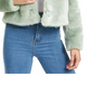 Guess Women's Minted Faux Fur Coat Green Size -M