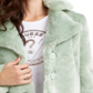 Guess Women's Minted Faux Fur Coat Green Size -M