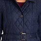Barbour Women's Zippered Belted Lined Buttoned Hooded Quilted Winter Jacket Coat Blue Size 4