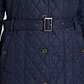 Barbour Women's Zippered Belted Lined Buttoned Hooded Quilted Winter Jacket Coat Blue Size 4
