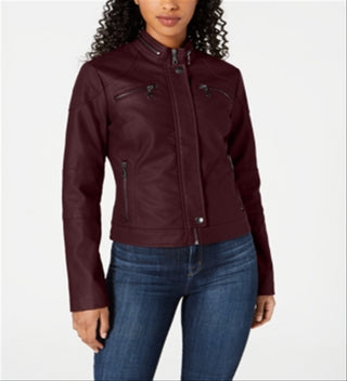 Maralyn & Me Junior's Faux Leather Moto Jacket Brown Size Small