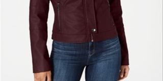 Maralyn & Me Junior's Faux Leather Moto Jacket Brown Size Small