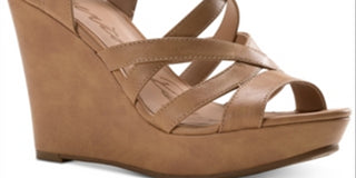 American Rag Women's Arielle Faux Leather Strappy Wedges Tan Size 10.5 M