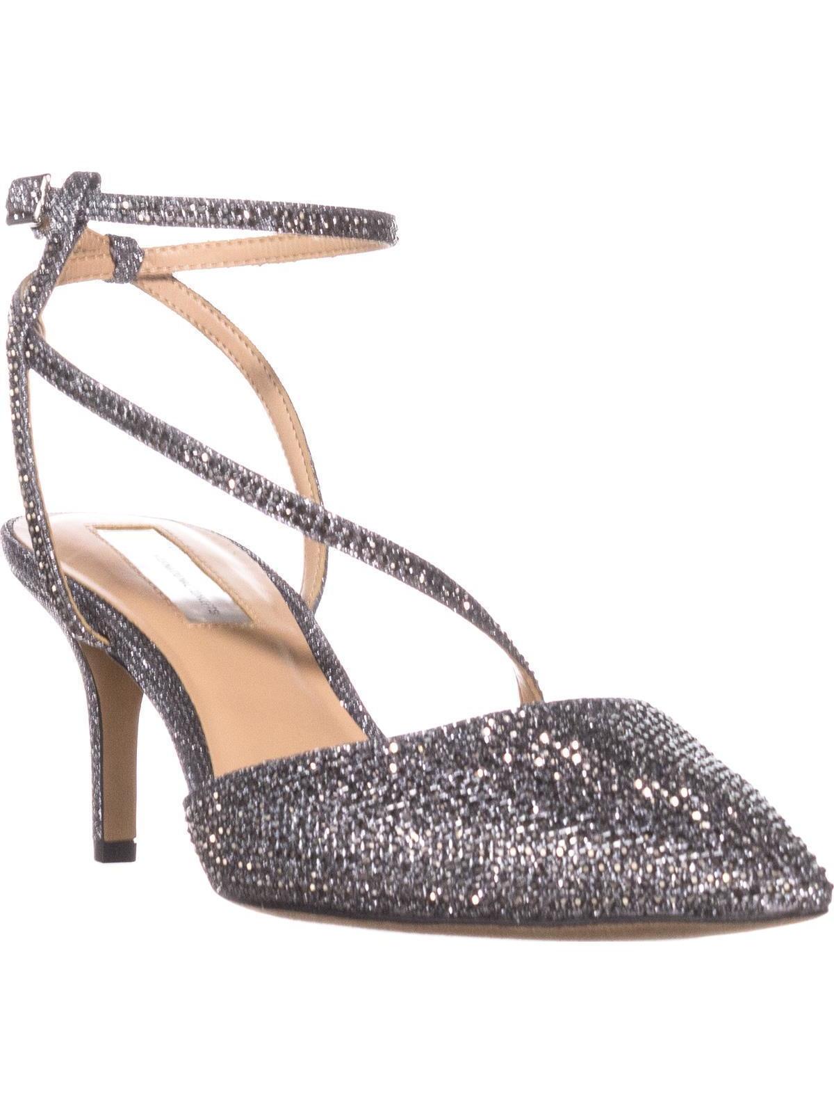 INC International Concepts Women's Lenii2 Strappy Rhinestone Evening Sandals Pewter Silver Size 5 M