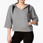 Calvin Klein Women's Relaxed Sleeve Logo Hoodie -Grey Size L