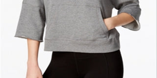 Calvin Klein Women's Relaxed Sleeve Logo Hoodie -Grey Size L