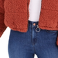 Kit & Sky Women's Fleece Faux Fur Sherpa Puffer Zip up Jacket Orange Size Large
