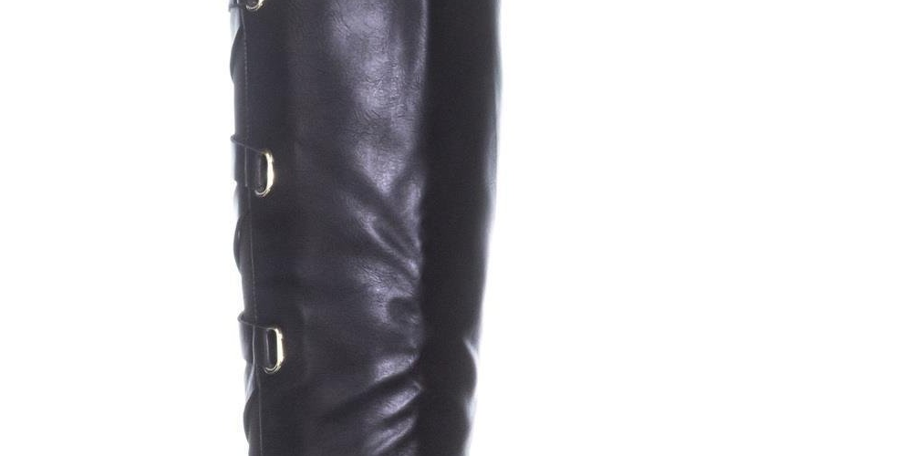 Thalia Sodi Women's Veronika Closed Toe Knee High Wide Calf Fashion Boots Black Size 8W