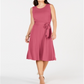 Charter Club Women's Belted MIDI Dress Pink Size Large
