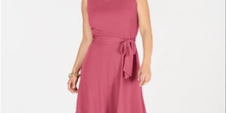 Charter Club Women's Belted MIDI Dress Pink Size Large