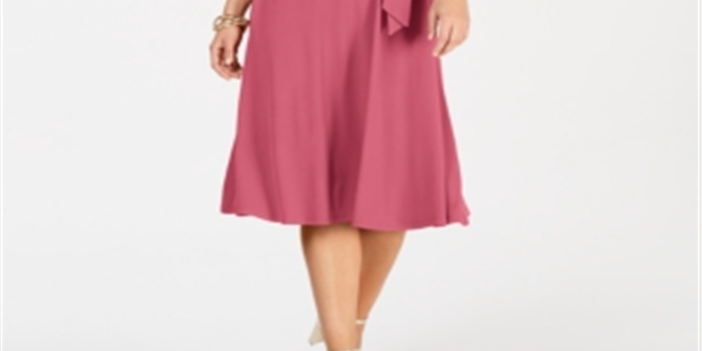 Charter Club Women's Belted MIDI Dress Pink Size Large