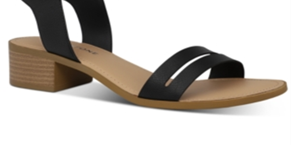 Sun Stone Women's Alectap Ankle Strap Heel Sandals Black Size 6.5