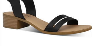 Sun Stone Women's Alectap Ankle Strap Heel Sandals Black Size 6.5