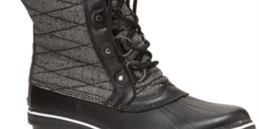 JBU Women's Platform Fur Trim Water Resistant Quilted Lorna Round Toe Block Heel Lace up Snow Boots Black Size 8