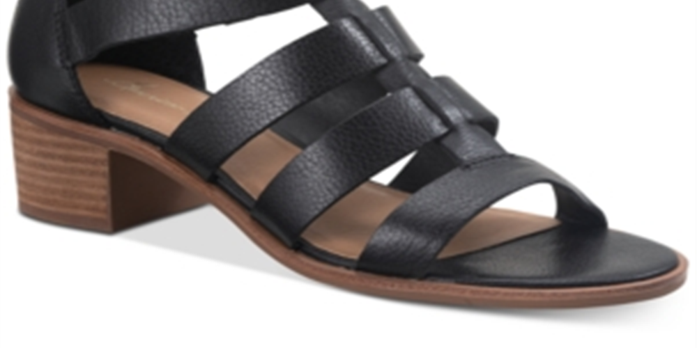 American Rag Women's Sonia Suede Peep Toe Casual Ankle Strap Sandals Black Size 7.5 M