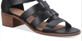 American Rag Women's Sonia Suede Peep Toe Casual Ankle Strap Sandals Black Size 7.5 M